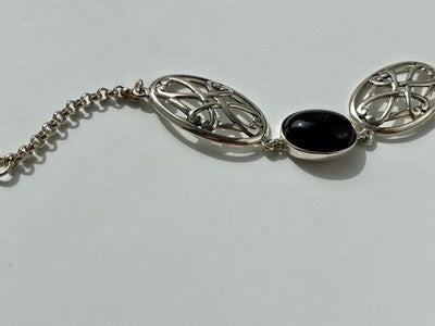 Vintage 925 Sterling Silver Black Onyx Necklace