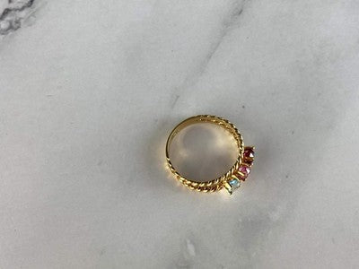 GOLD PLATED RING WITH MULTICOLOR CZ SIZE 6.5