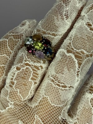 925 Sterling Silver Multicolor Spinel Ring Size 6