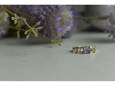 925 Sterling Silver Purple Tourmaline Ring Size 6.5