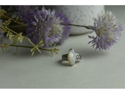 925 Sterling Silver Mother Of Pearl Ring Size 6.5
