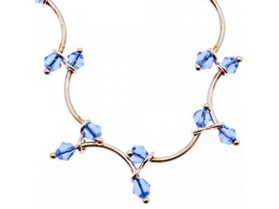 925 Sterling Silver Blue Jewelry glass in Italian style Necklace