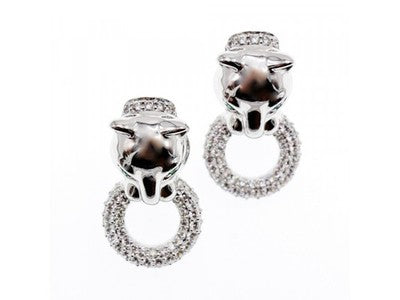 925 Sterling Silver CZ "Panther" Earrings