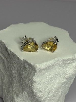 925 Sterling Silver Citrine Earrings Length 0.4 Inch
