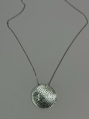 14K WHITE GOLD NECKLACE WHITE & BLUE CRYSTALS LENGTH 17 INCH