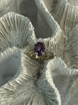 925 Sterling Silver Amethyst Ring Size 6.5