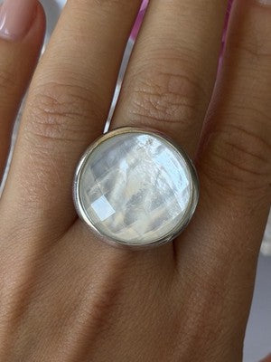 925 Sterling Silver Abalone Ring Size 10