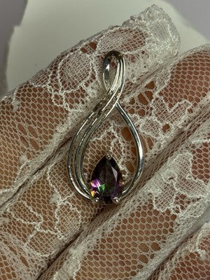925 Sterling Silver Alexandrite Pear Pendant Length 1.5 Inch