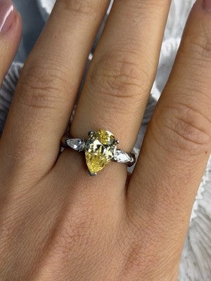 NV 925 Sterling Silver Citrine & White Spinel Ring Size 8