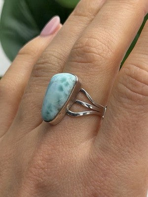 925 Sterling Silver Larimar Ring Size 8.5