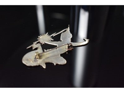 Vintage 925 Sterling Siamese Silver "Samurai" Brooch