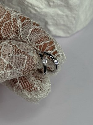 925 Sterling Silver Minimalist CZ Earrings Length 0.5 Inch
