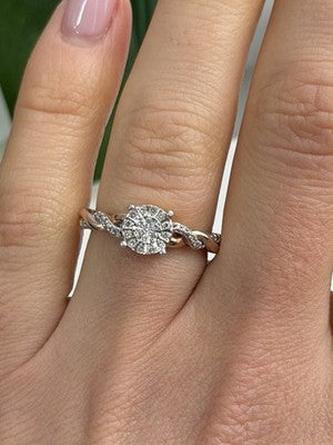 925 Sterling Silver Rose Gold Plated  Diamond  0.07 ctw Ring Size 7
