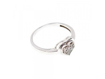 10K White Gold Diamonds "Heart" Ring Size 6.5