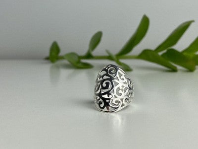 925 Sterling Silver Openwork Ring Size 7
