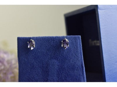 925 Sterling Silver Purple Iolite Stud Earrings