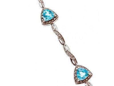 925 Sterling Silver Blue Topaz Bracelet Size 7 IN