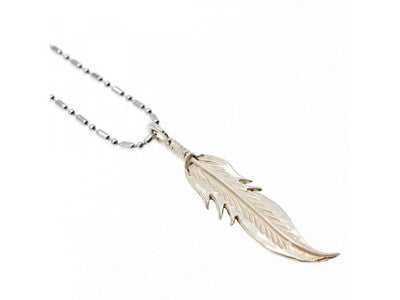 925 Sterling Silver "Feather" Chain With Pendant Italy
