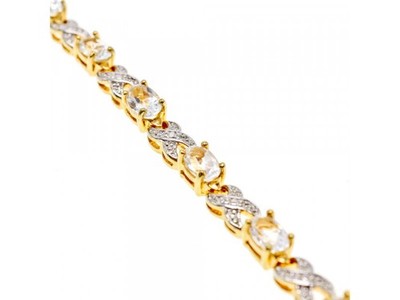 925 Sterling Silver Gold Plated Aquamarine Bracelet