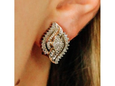 925 Sterling Silver Gold Plated White Topaz Earrings