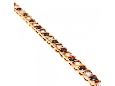 925 Sterling Silver Gold Plated Blue & White CZ Bracelet