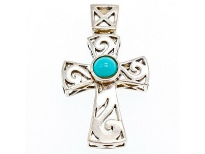 925 Sterling Silver Turquoise Cross Pendant