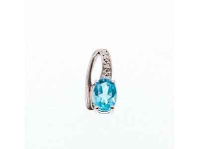 925 Sterling Silver Topaz & Diamond Pendant