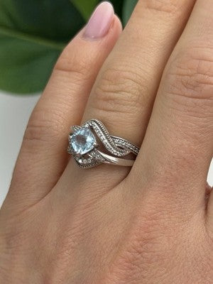 JWBR 925 Sterling Silver Topaz & Beryl Ring Size 7