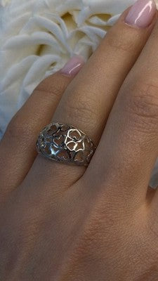 Heart Pattern Romantic 925 Sterling Silver Ring Size 7