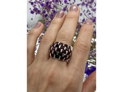 925 Sterling Silver Garnet Ring Size 8
