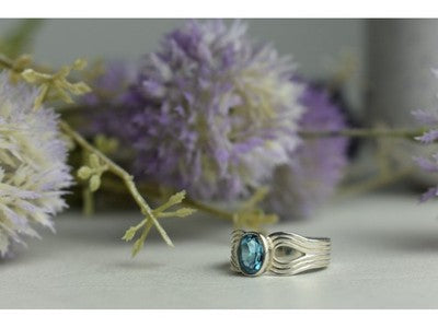 925 Sterling Silver Blue Spinel Ring Size 7