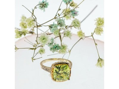 925 Sterling Silver With Gilding &CZ "Summer" Ring Size 5.5