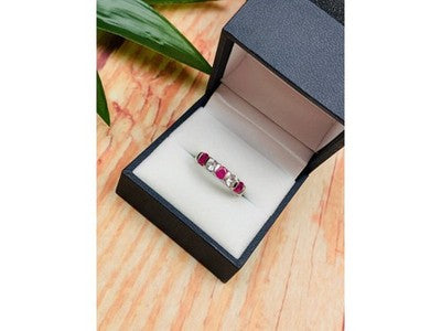 925 Sterling Silver Pink & White/Colorless Topazes Ring Size 6.5