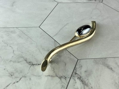 Vintage 925 Sterling Silver Hematite Brooch