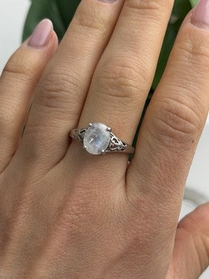 Djoy 925 Sterling Silver Moonstone Ring Size 9