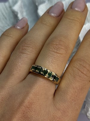 925 Sterling Silver Gold Plated Emerald Ring Size 8