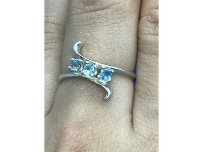 925 Sterling Silver Blue Spinel Ring Size 8