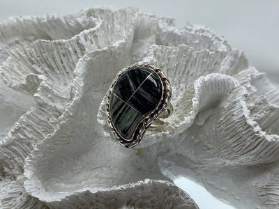 925 Sterling Silver Jasper Ring Size 8