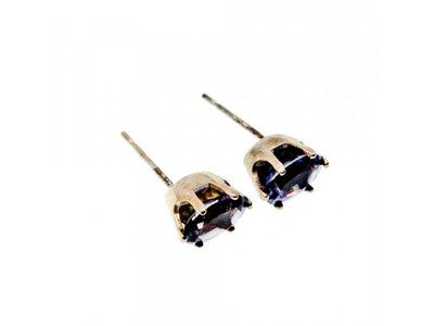 925 Sterling Silver Purple Iolite Stud Earrings