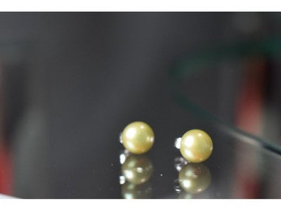 925 Sterling Silver Green Pearls Stud Earrings