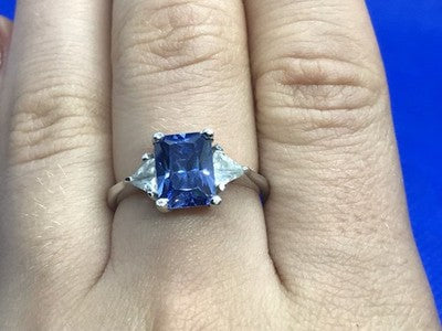 925 Sterling Silver Blue & White CZ Ring Size 7.5