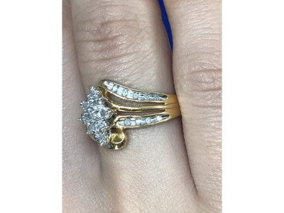 925 Sterling Silver Gold Plated CZ Ring Size 7