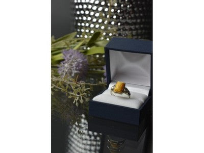 925 Sterling Silver Yellow Jasper Ring Size 7.5