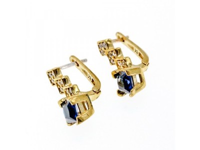 925 Sterling Silver Gold Plated Alpanite & CZ Earrings Turkey