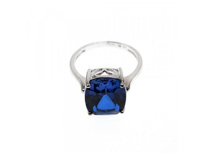 925 Sterling Silver Blue Sapphire Ring Size 6.5