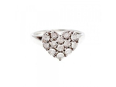 925 Sterling Silver Sapphires "Heart" Ring Size 9