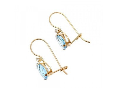 10K Yellow Gold Topaz & Diamonds Earrings