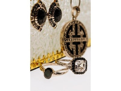 925 Sterling Silver Agate & Marcasites Chain With Pendant