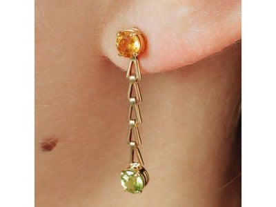 14K Yellow Gold Heliodor & Tsavorite Earrings