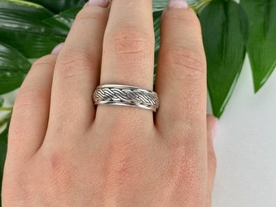 Men'S 925 Sterling Silver Band Ring Size 12.5